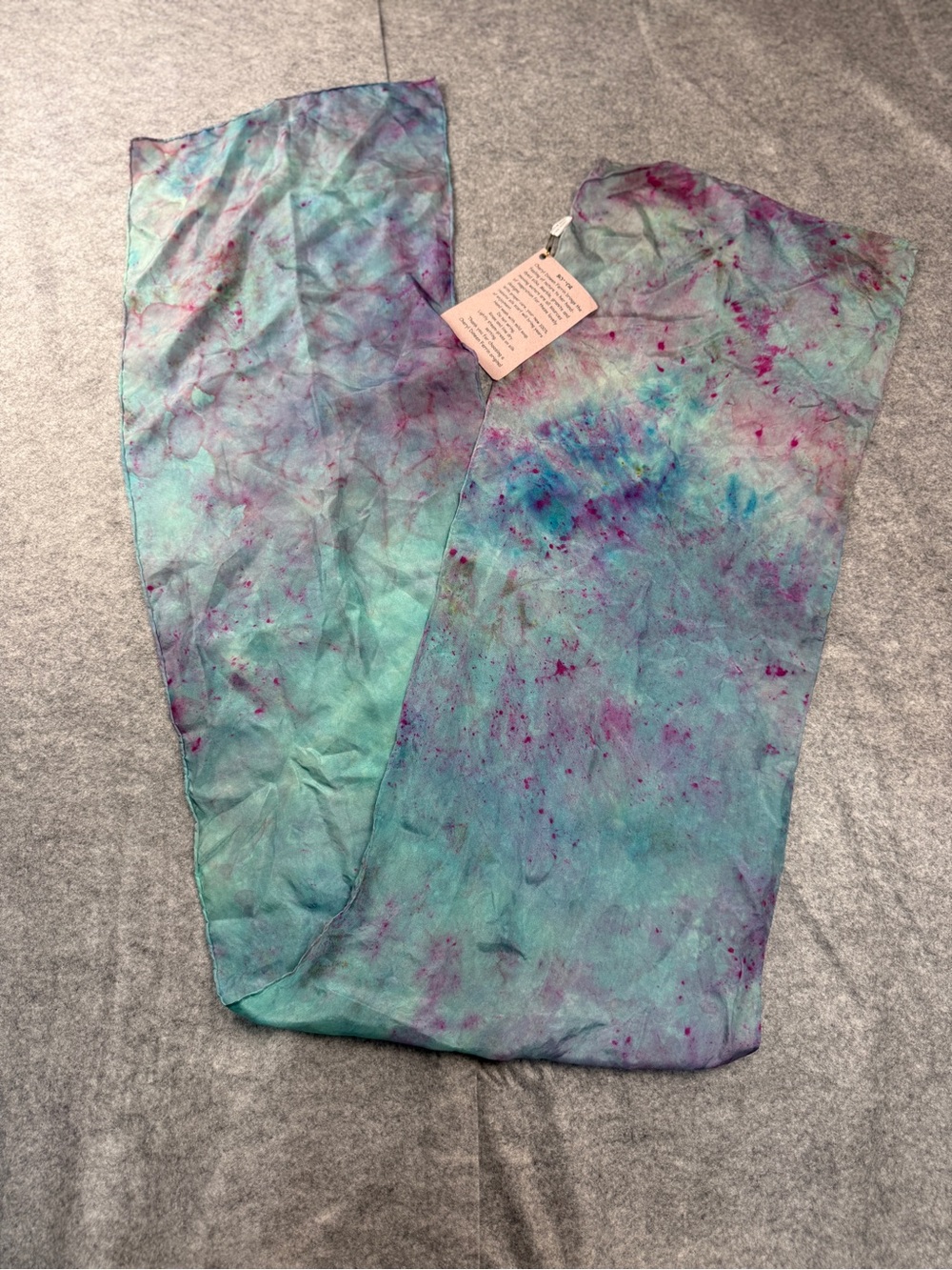 Silk Scarf Watercolor Whimsy Hand Dyed Teal Purple Artist Made